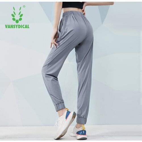 VANSYDICAL Jogging Pants Women Solid Yoga Pants Sport Gym Breathable Female Running Training Fitness Workout Trousers Women