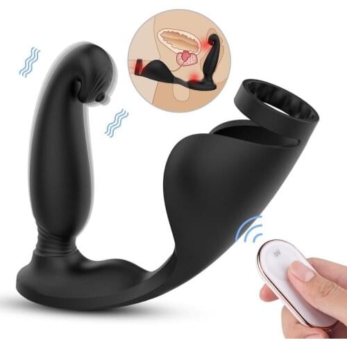Vibrating Prostate Massager Anal Vibrator With Penis Ring G P-spot Vibrator Testicular Stimulation Sex Toys for Men Anal Sex Toy