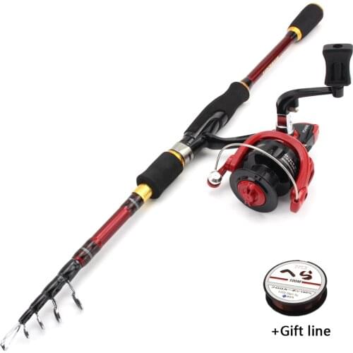 1.8m 2.1m 2.4m 2.7m Telescopic Fishing Rod and Fishing Reel Wheel set carbon carp Spinning Rod fast Rod Reel Combos pesca