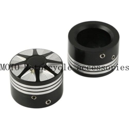 1 Pair Black CNC Front Axle Nut Cover Bolt Kit For Harley Touring Softail FLTR Edge Cut Front Axle Nut Cover Bolt Kit case