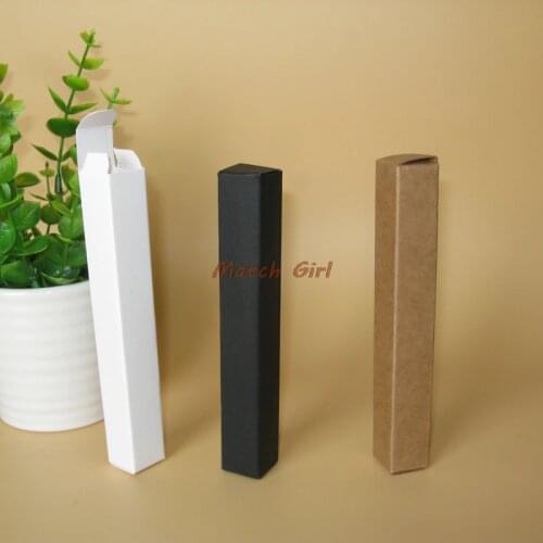 100pcs- 1.6*1.6*14cm Blank Kraft Paper Pen Box White Paper Black Paper Eyeliner Pen Lipstick Sample Gift Packaging Boxes