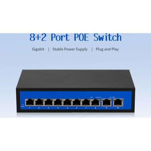 2 POE Switch 8 Ethernet Port 2 Uplink Ethernet Port 20Gbps+ ZWD-8+2BZKN-X 8 for IP Camera Wireless