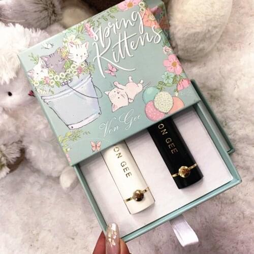 2pc Meow Lipstick Set Box Matte Velvet White Student A Box Of Net Red Same Cheap Lipstick Makeup TSLM1