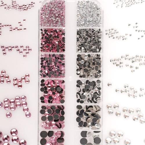 2000Pcs Hot Fix Rhinestones /box Glass Stone Crystal Flatback Rhinestones Set for Clothing Rhinestone Sparkling Decorations DIY