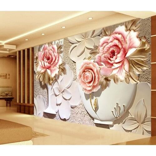 Custom 3d wallpaper murals 3d flower wallpaper relief flower 3d wallpaper walls Home Decoration