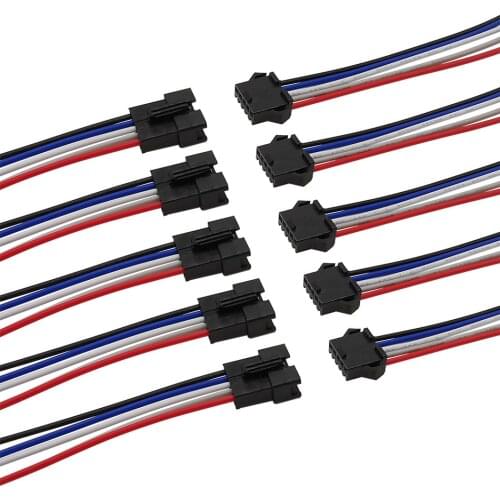 5Pairs Length 10cm JST SM 5 Pin Connector JST SM 5P Plug Male to Female Jack Socket Pigtail Wire Cable Connectors