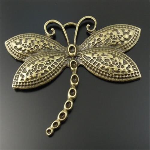 GraceAngie 5PCS Antique Style Bronze Tone Dragonfly Insect Alloy Charm Pendants 62*62*4MM 32870 Handmade Accessory