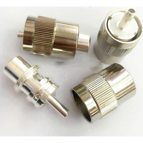 5pcs Connector UHF male PL259 plug solder RG58 RG142 RG400 LMR195 cable Silver