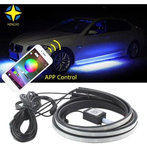 APP Control RGB Car Flexible LED Strip Decorative Atmosphere Lamp 90X120CM Under Tube Underglow Underbody System Neon Light Kit