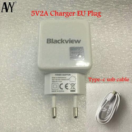AVY For Original Blackview BV7000 BV6300 Pro BV5900 BV6100 5V 2A 10W EU Plug Travel Charger Connector 9mm Type C USB Cable