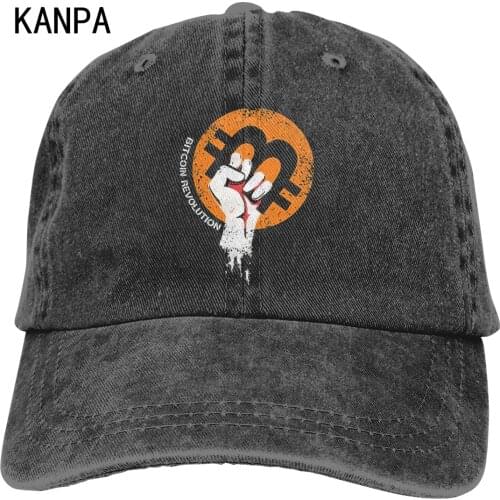 BTC Bitcoin Printed Men Women Denim Baseball Caps Casual Adjustable Washed Cotton Hats Summer Workout Sun Protection Caps
