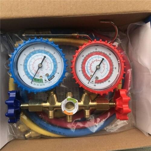 Free Shipping R134a Fluorine Meter For Automobile Refrigerant Pressure Gauge Double Valve Air Conditioner Maintenance Tool