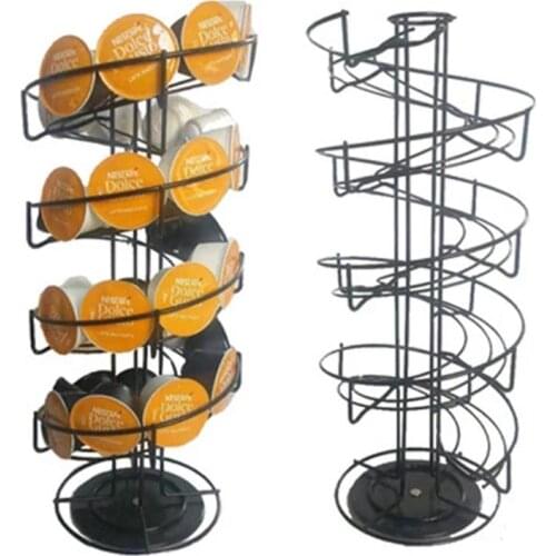 2020 Black Coffee Pod Holder Rotatable Plating Capsule Metal Stainless Rack Storage 24/30/32 Pcs Dolce Gusto New Straight Racks