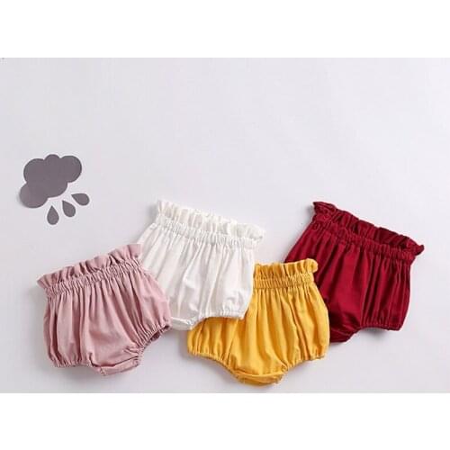 Toddler Girls Bloomer Shorts Infant Girl PP Pants Summer Cotton Bottoms Pleated Wide Waist Dress Up for Baby