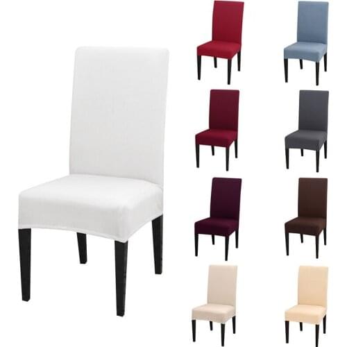 Solid Color Chair Cover Spandex Stretch Elastic Slipcovers Chair Covers White For Dining Room Kitchen Wedding Banquet Hotel
