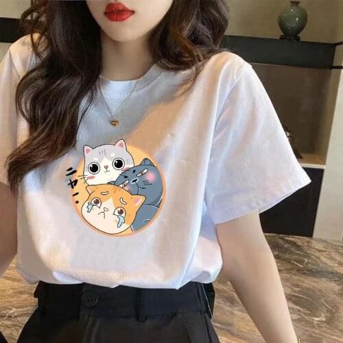 2021 100% Cotton INS Summer New Women T-shirts Harajuku Clothing Kawaii Style Loose Ulzzang Short Sleeved T-Shirt Women Top