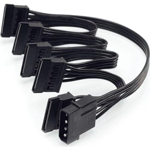 Lingable Molex 4pin IDE 1 to 5 SATA 15Pin Hard Drive Power Supply Splitter Cable for DIY PC Sever 18AWG 4-pin to 15-pin Power