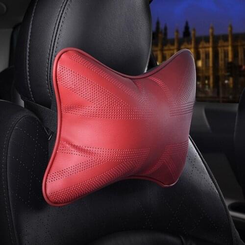 Leather Neck Pillow For BMW MINI Cooper Eco-friendly leath Headrest Neck Cushion Universal Auto Accessories