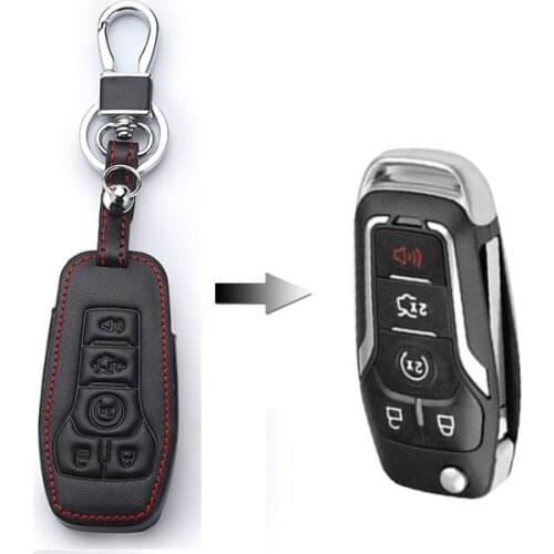 Car Key Case cover Leather For Ford Fusion Mondeo Mustang Taurus F150 Explorer Edge Lincoln MK Car Key Cover