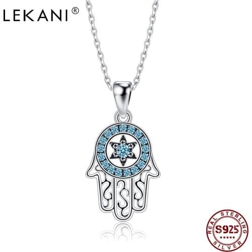 LEKANI Necklace For Women S925 Sterling Silver 5A+ Cubic Zirconia Inlay Magic Handprint Pendent Necklace Birthday Fine Jewelry