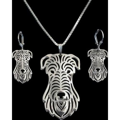 Lovers' Metal Cutout Scottish Deerhound Jewelry Set For Women Alloy Dog Jewelry Set