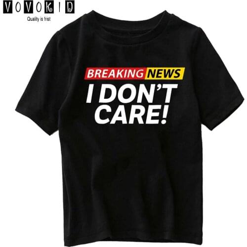 Cute Cartoon Sweet Breaking News I Dont Care Streetwear T-shirt Chlidren Little Girl Boy Summer Top Baby T Shirt Cartoon Shirt