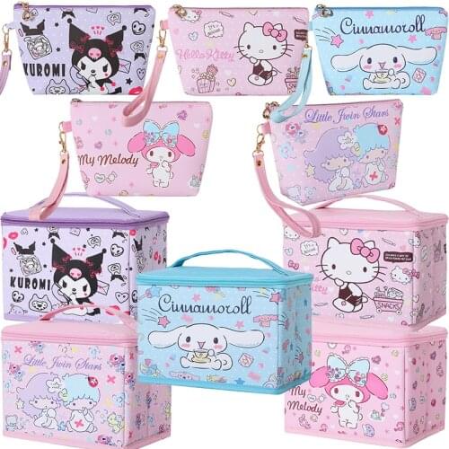 Kawaii Sanrio Plush Anime Cartoon Kitty Kuromi My Melody Cinnamoroll LttleTwinStars Cute Travel Plush Backpack For Girls Toys