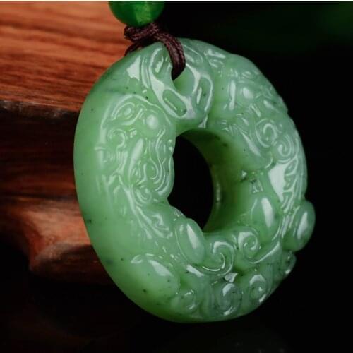 Natural green jade pendant hand-carved dragon jasper pendants necklaces jade jewelry jade