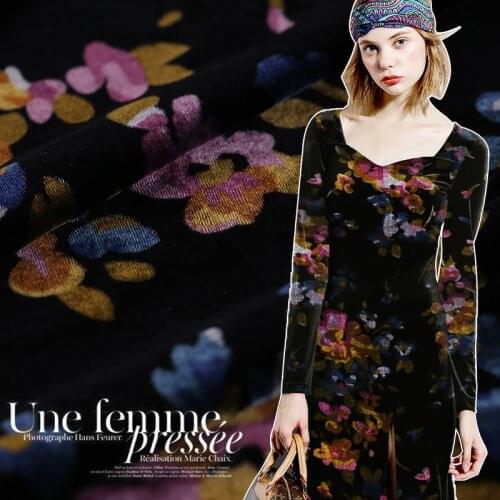 Europe and the United States autumn printed silk velvet fabric velvet cheongsam printing gold velvet fabric free shipping