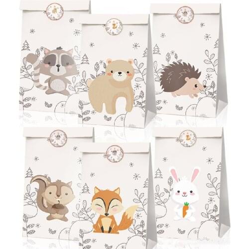 12pcs animal candy box gift bag Forest Woodland jungle Safari theme 1st first boy Wild one Birthday party Baby Shower decoration