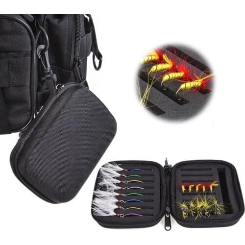 Portabale Fly Fishing Lure Spinner Spoon Bait Foam Box Trout Flies Fishook Fish Hook Hard EVA Storage Case Container Bag