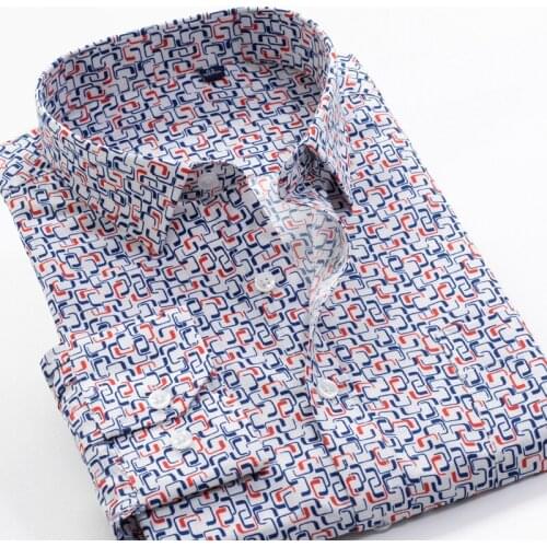 Oversized Shirt 5XL 6XL 7XL Mens Long-Sleeve Regular-fit Casual Print Shirt 2021 Spring Autumn New Four Seasons Casual Shirts