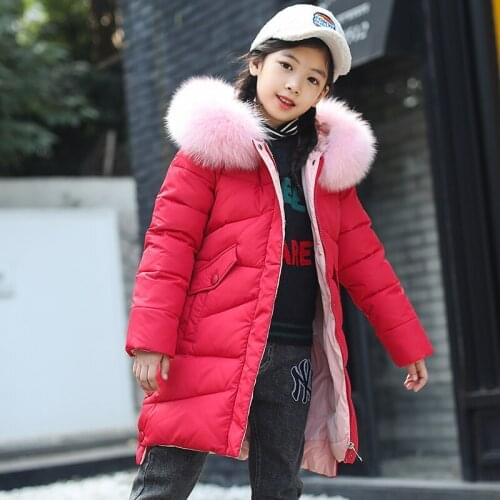 Russia Winter Girls Thick Warm Down Jacket 5-14Y Kids Outerwear Coat Winterjas Meisjes Kurtka Zimowa Dziewczynka Snowsuit Parka
