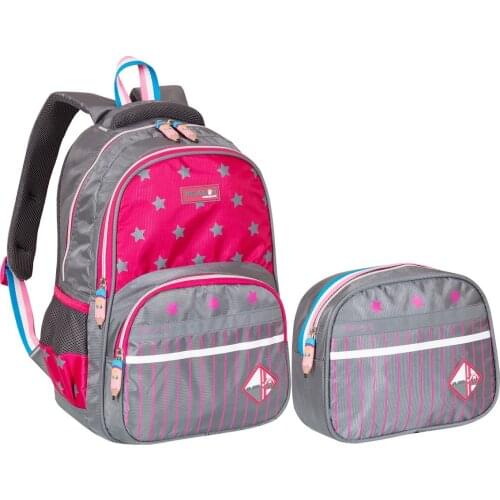 Fed Up Primary School Backpack Gray Fuchsia Rlx1320