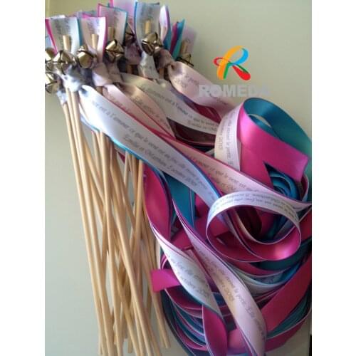 DIY Personalized Wedding Ribbon Stick/ Ribbon Wands For Party print with name and date