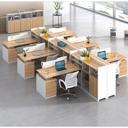 Desk staff table chair combination simple modern F-type staff table six person l-position staff card seat financial table