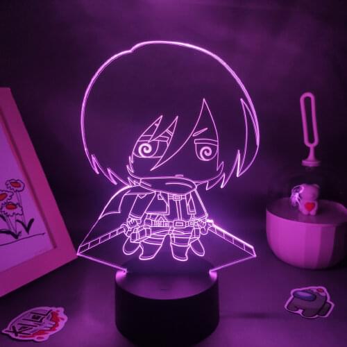 Anime Lava Lamps Attack on Titan Manga Figure Mikasa Ackerman 3D Led Night Light RGB Shingeki No Kyojin Bedroom Table Decoration