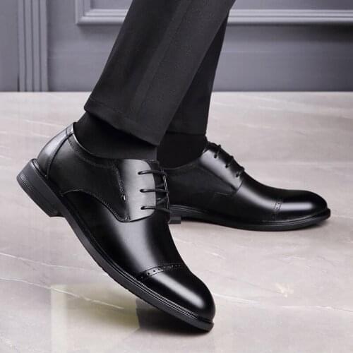 2021 Spring Genuine Leather Shoes Fashion Elegant Formal Wedding Shoes Men Slip on Office Oxford for Men Formal Footwear