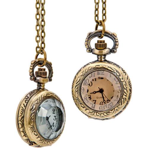 Vintage Small Size Glass Cover Men Women Pocket Watch Pendant Necklace Jewelry For Xmas Gift