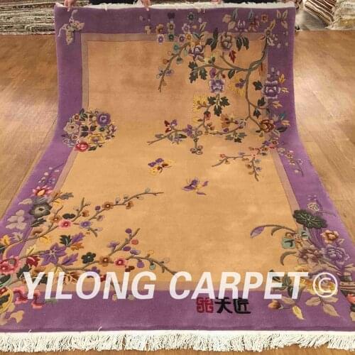 YILONG 5.5'x8' handknotted art decoration purple rug handmade sheep wool carpet (TJ006S-5.5x8)