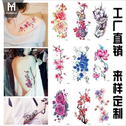 Jewelry Water Transfer Tattoo Stickers Women Body Chest Art Temporary Tattoo Girl Waist Bracelet Flash Tatoos Flower T1809