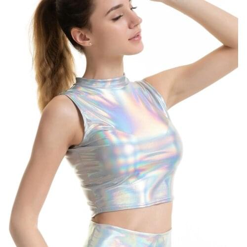 Women Wet Look imitaion Leather Tank Bralette Tops lady short Crop Top Feminino Sleeveless Sexy Bodycon costumes