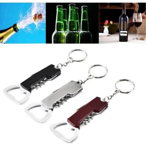 1 Pcs Creative Keychain Beer Bottle Opener Stainless Steel Multifunctional Handle Opener Creative Gift Wine Kitchen Tools