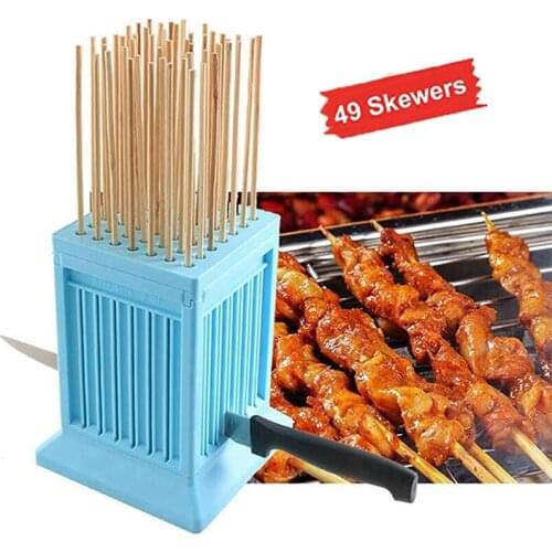 1 Pcs BBQ Meat Skewer Maker Wear Meat String Machine 49 Holes BBQ Meat Skewer Tools Skewer Machine Grill Barbecue Kitchen Tool