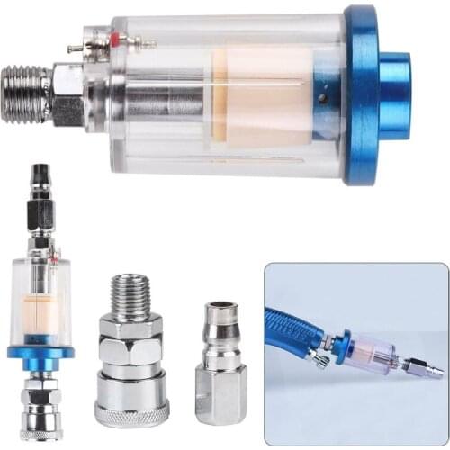 Newest 1PC 1/4'' Water Oil Separator Mini Aluminum Alloy Iron-Plastic Air Filter Pneumatic Tools Accessories For Airbrush