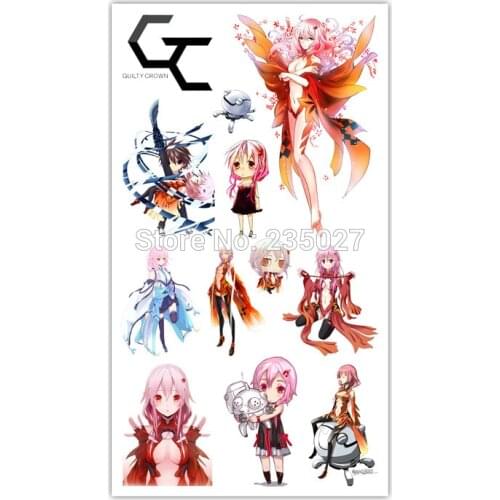 30 Sheets/Lot Anime Guilty Crown Tattoo Stickers Children Tattoos Paper for Kids Body Arm Sticker