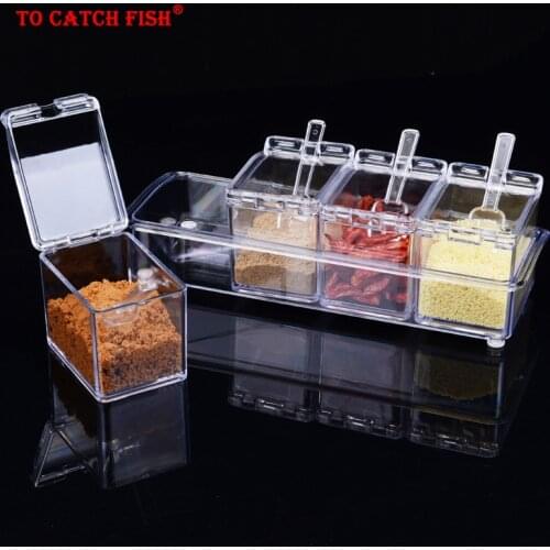 4pcs/set seasoning boxKitchen Organizer Storage Boxes Spices Seasoning Jar Transparent Sugar Salt Bottle Kitchen Accessories