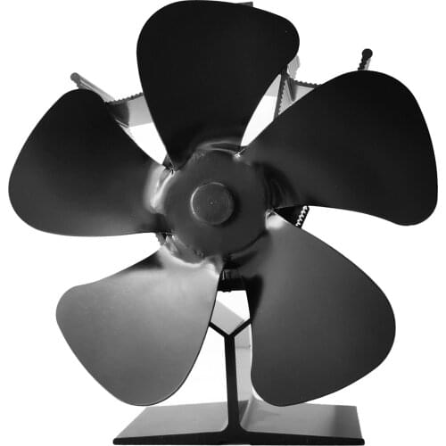 5 Blades Black Fireplace Heat Powered Stove Fan Log Wood Burner Heat Power Heating Stove Fan Fireplace Fan Wood Stove Fireplace
