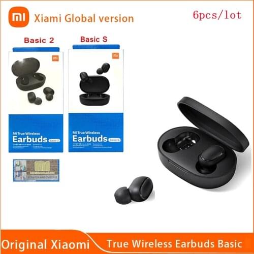 6 Pcs/Lot Original Xiaomi Bluetooth Headset Global Version Airdots TWS Mi True Wireless Noise Cancelling Gaming Earbuds Basic S