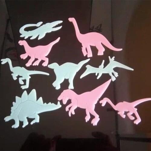 9/8Pcs Glow In The Dark Dinosaur Luminous Stickers Stereo 3D Fluorescent Wall Stickers Fun Sticker For Kids SCVD889
